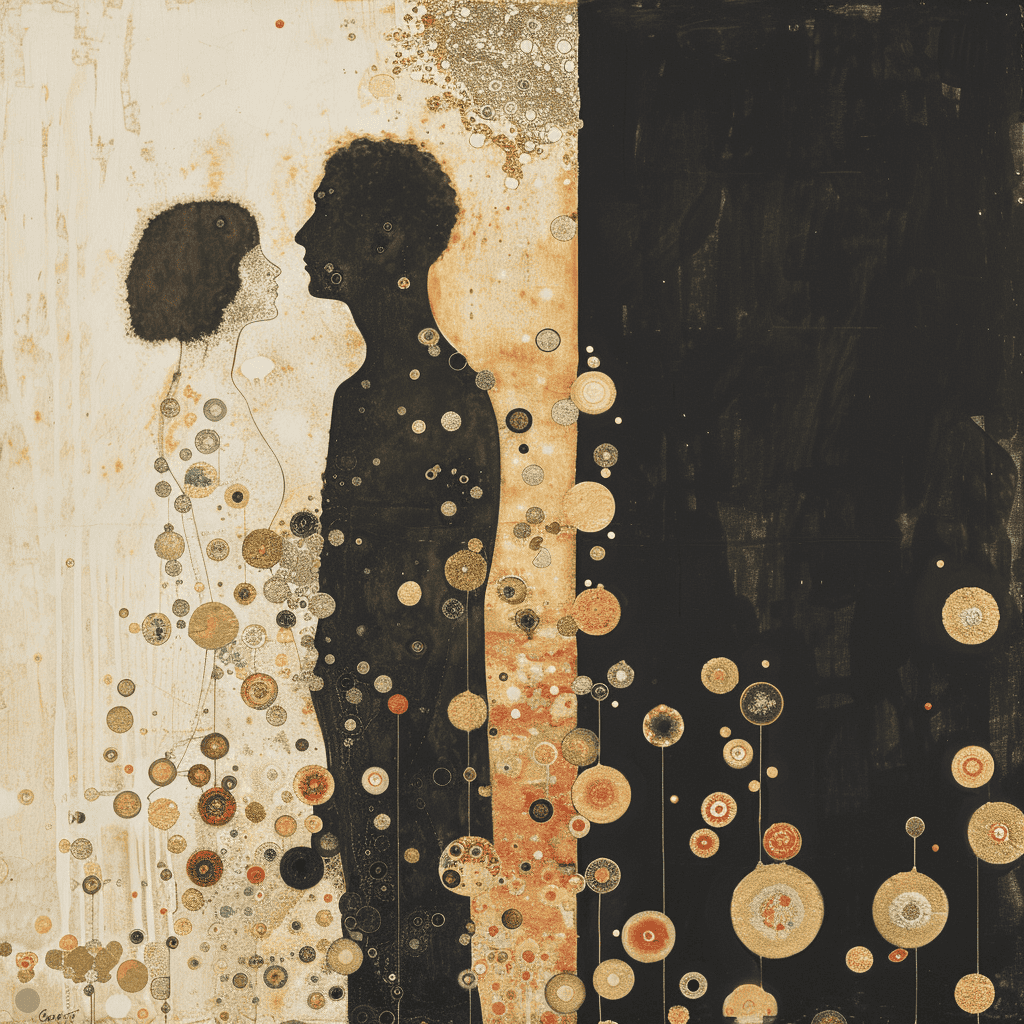a man and a woman standing far from